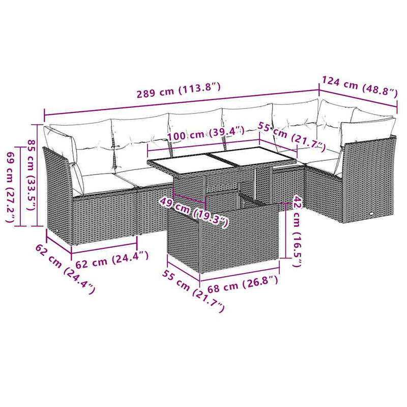 7 Piece Garden Sofa Set with Cushions Black Poly Rattan Payday Deals