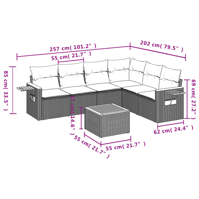 7 Piece Garden Sofa Set with Cushions Black Poly Rattan Payday Deals