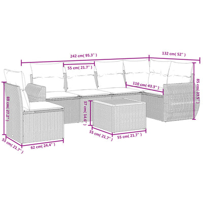 7 Piece Garden Sofa Set with Cushions Black Poly Rattan Payday Deals