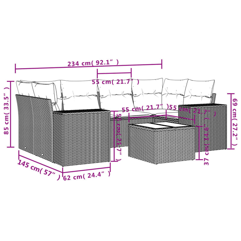 7 Piece Garden Sofa Set with Cushions Black Poly Rattan Payday Deals