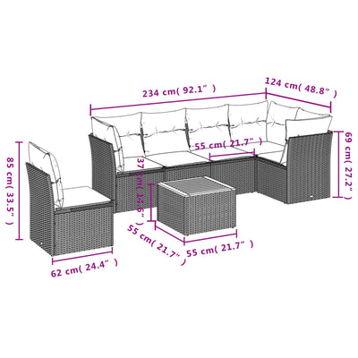 7 Piece Garden Sofa Set with Cushions Black Poly Rattan Payday Deals