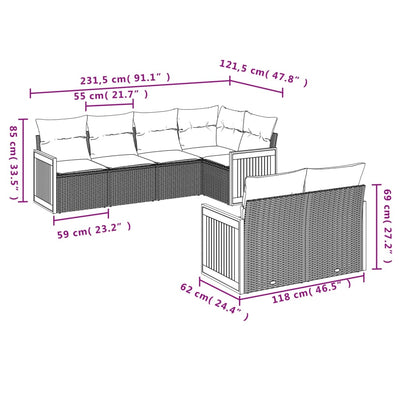 7 Piece Garden Sofa Set with Cushions Black Poly Rattan Payday Deals
