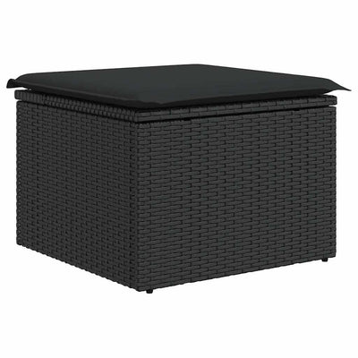 7 Piece Garden Sofa Set with Cushions Black Poly Rattan Payday Deals