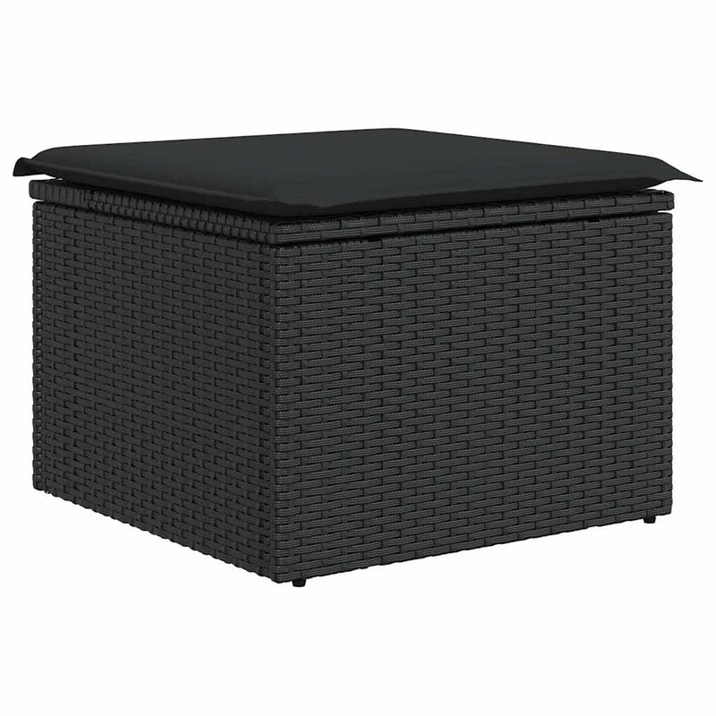 7 Piece Garden Sofa Set with Cushions Black Poly Rattan Payday Deals
