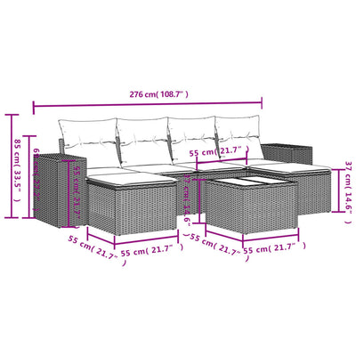 7 Piece Garden Sofa Set with Cushions Black Poly Rattan Payday Deals