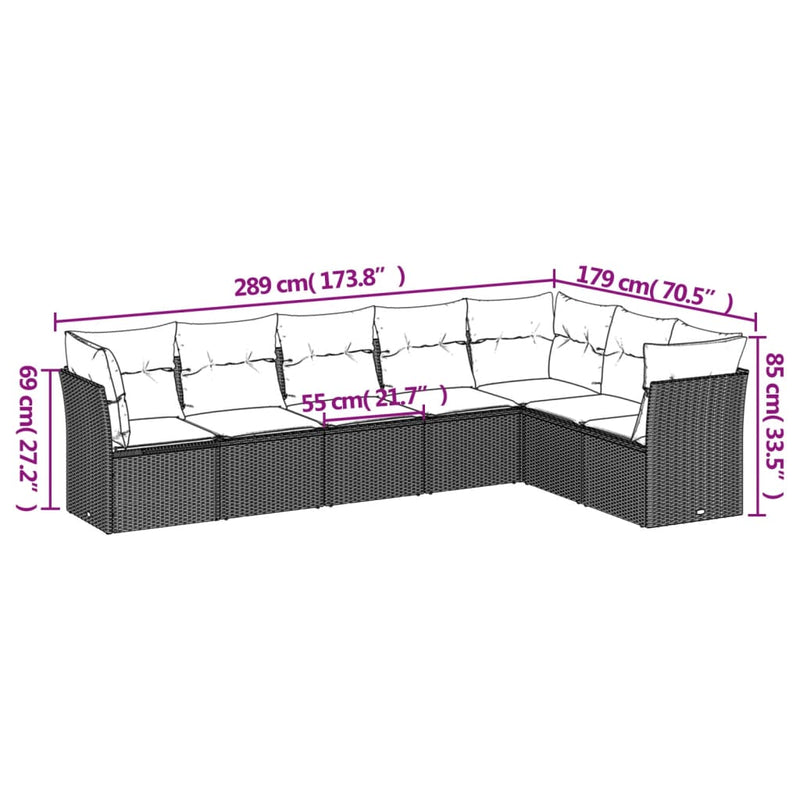 7 Piece Garden Sofa Set with Cushions Black Poly Rattan Payday Deals