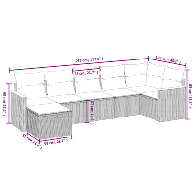 7 Piece Garden Sofa Set with Cushions Black Poly Rattan Payday Deals
