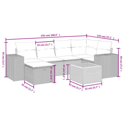 7 Piece Garden Sofa Set with Cushions Black Poly Rattan Payday Deals
