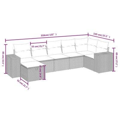 7 Piece Garden Sofa Set with Cushions Black Poly Rattan Payday Deals