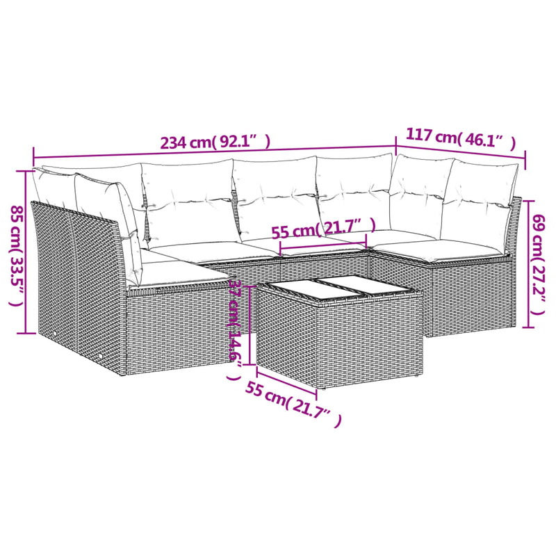 7 Piece Garden Sofa Set with Cushions Black Poly Rattan Payday Deals