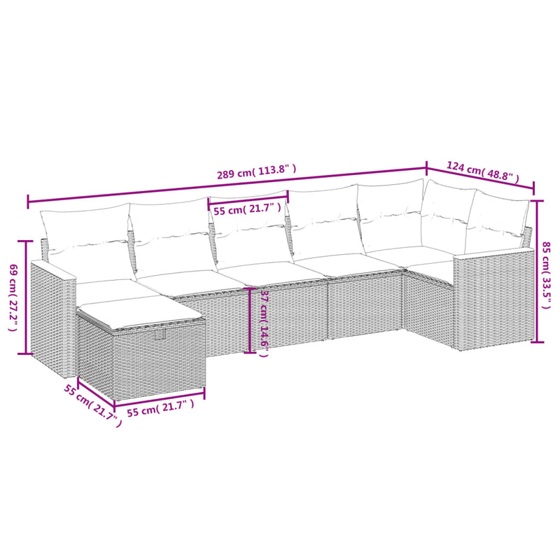 7 Piece Garden Sofa Set with Cushions Black Poly Rattan Payday Deals