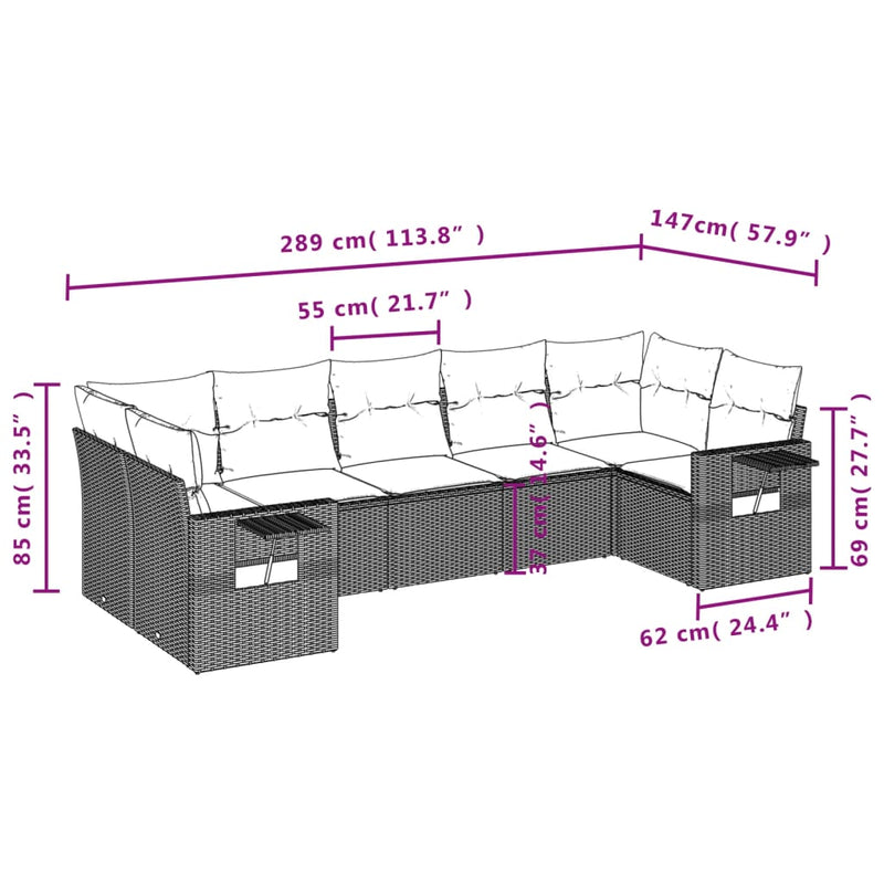 7 Piece Garden Sofa Set with Cushions Black Poly Rattan Payday Deals