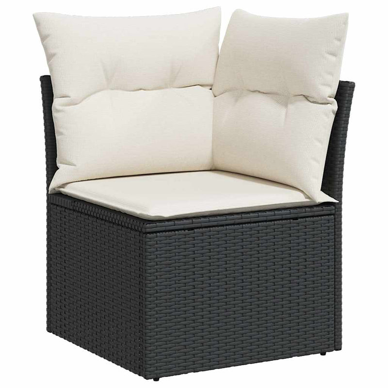 7 Piece Garden Sofa Set with Cushions Black Poly Rattan Payday Deals