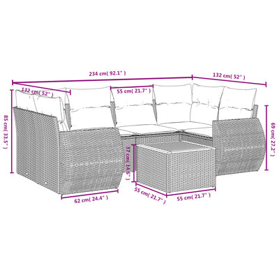 7 Piece Garden Sofa Set with Cushions Black Poly Rattan Payday Deals