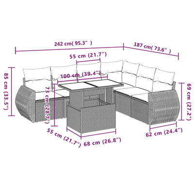 7 Piece Garden Sofa Set with Cushions Black Poly Rattan Payday Deals