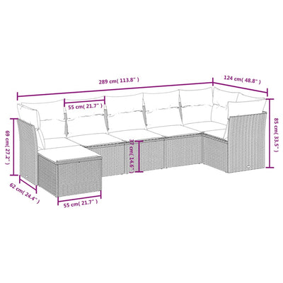 7 Piece Garden Sofa Set with Cushions Black Poly Rattan Payday Deals