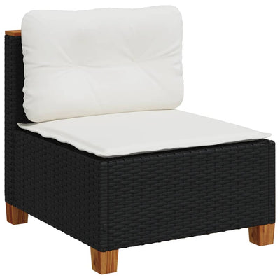 7 Piece Garden Sofa Set with Cushions Black Poly Rattan Payday Deals