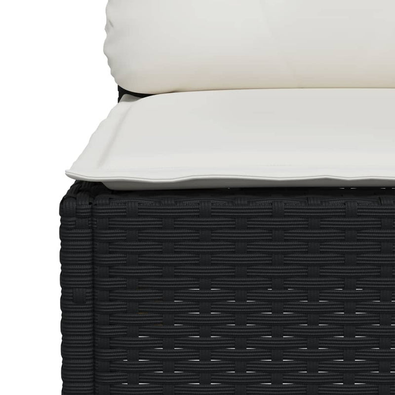 7 Piece Garden Sofa Set with Cushions Black Poly Rattan Payday Deals