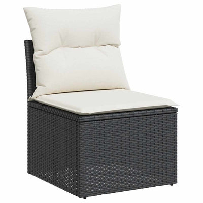 7 Piece Garden Sofa Set with Cushions Black Poly Rattan Payday Deals