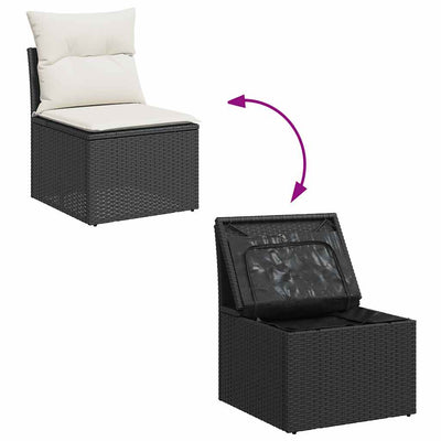 7 Piece Garden Sofa Set with Cushions Black Poly Rattan Payday Deals