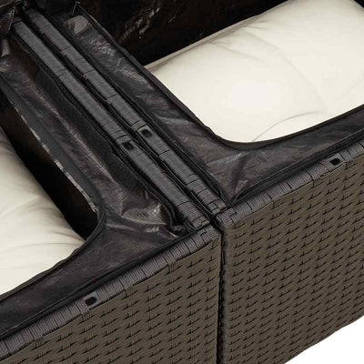 7 Piece Garden Sofa Set with Cushions Black Poly Rattan Payday Deals