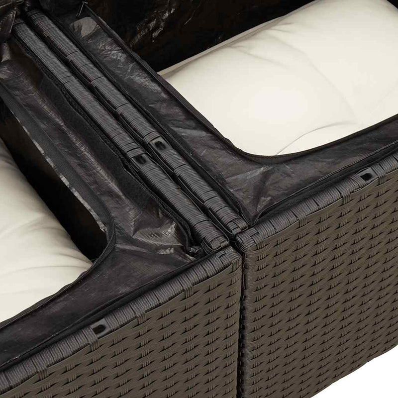 7 Piece Garden Sofa Set with Cushions Black Poly Rattan Payday Deals