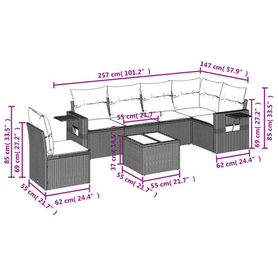 7 Piece Garden Sofa Set with Cushions Black Poly Rattan Payday Deals