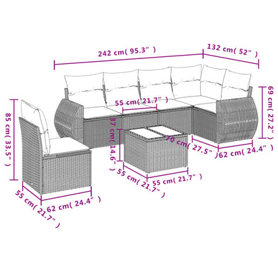 7 Piece Garden Sofa Set with Cushions Black Poly Rattan Payday Deals