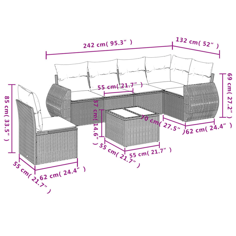 7 Piece Garden Sofa Set with Cushions Black Poly Rattan Payday Deals