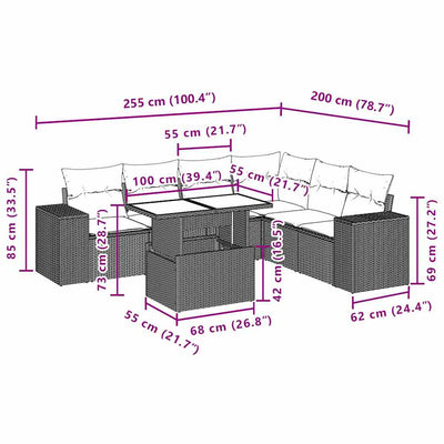 7 Piece Garden Sofa Set with Cushions Black Poly Rattan Payday Deals