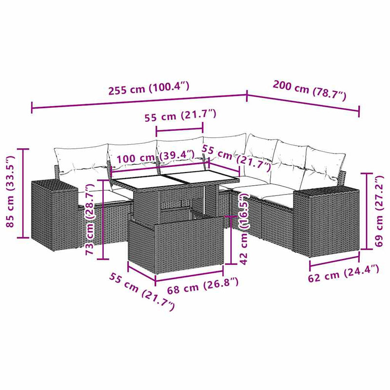 7 Piece Garden Sofa Set with Cushions Black Poly Rattan Payday Deals