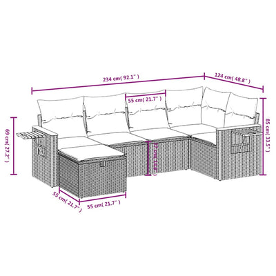 7 Piece Garden Sofa Set with Cushions Black Poly Rattan Payday Deals