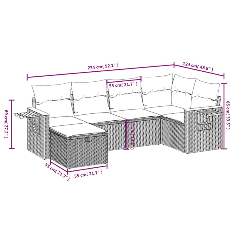 7 Piece Garden Sofa Set with Cushions Black Poly Rattan Payday Deals