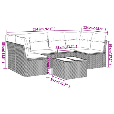 7 Piece Garden Sofa Set with Cushions Black Poly Rattan Payday Deals
