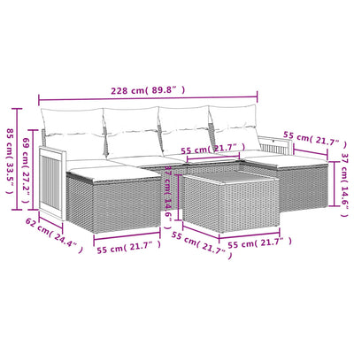 7 Piece Garden Sofa Set with Cushions Black Poly Rattan Payday Deals