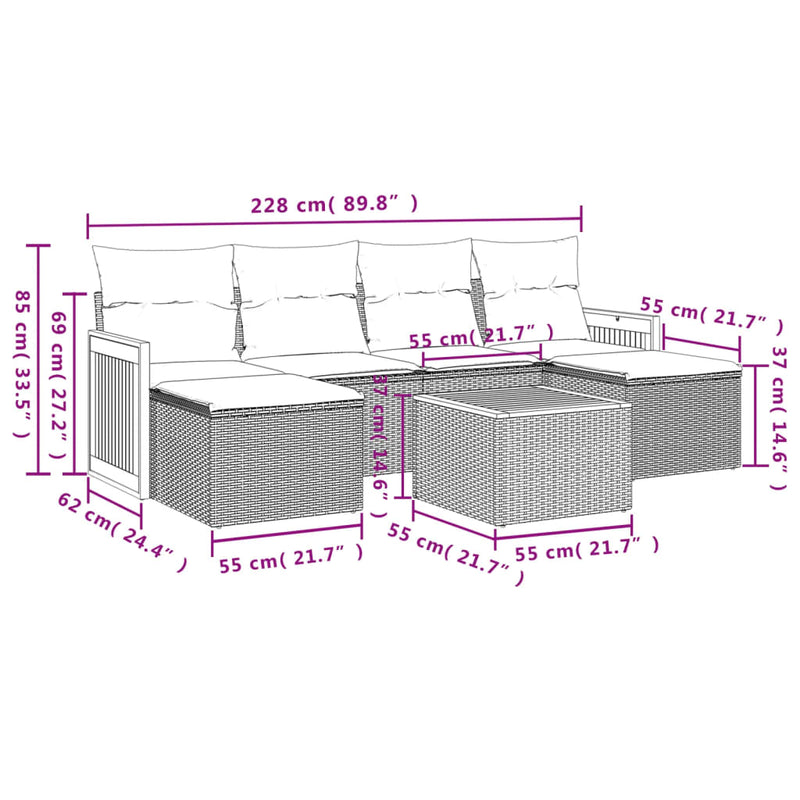7 Piece Garden Sofa Set with Cushions Black Poly Rattan Payday Deals