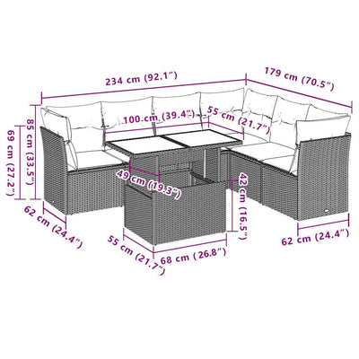 7 Piece Garden Sofa Set with Cushions Black Poly Rattan Payday Deals