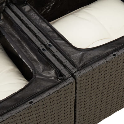 7 Piece Garden Sofa Set with Cushions Black Poly Rattan Payday Deals