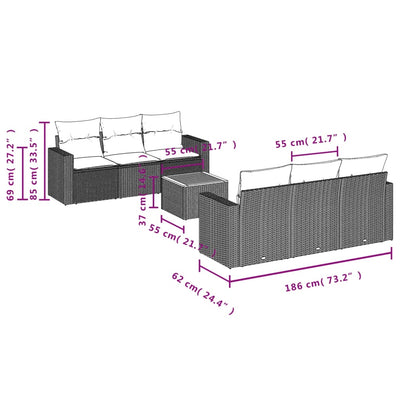7 Piece Garden Sofa Set with Cushions Black Poly Rattan Payday Deals