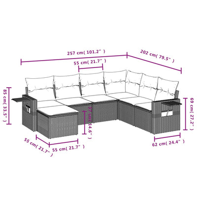 7 Piece Garden Sofa Set with Cushions Black Poly Rattan Payday Deals