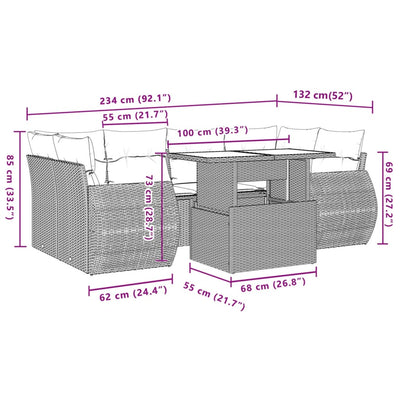 7 Piece Garden Sofa Set with Cushions Black Poly Rattan Payday Deals