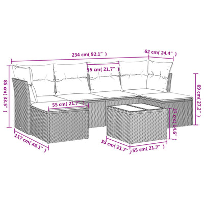 7 Piece Garden Sofa Set with Cushions Black Poly Rattan Payday Deals