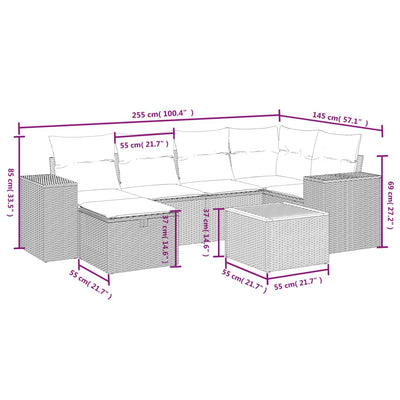 7 Piece Garden Sofa Set with Cushions Black Poly Rattan Payday Deals