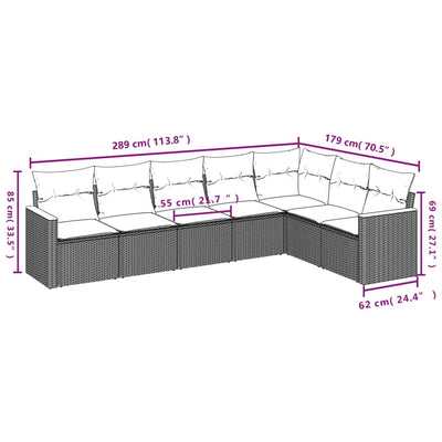 7 Piece Garden Sofa Set with Cushions Black Poly Rattan Payday Deals