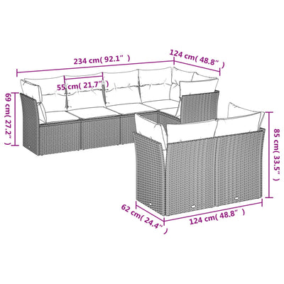 7 Piece Garden Sofa Set with Cushions Black Poly Rattan Payday Deals