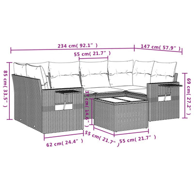7 Piece Garden Sofa Set with Cushions Black Poly Rattan Payday Deals