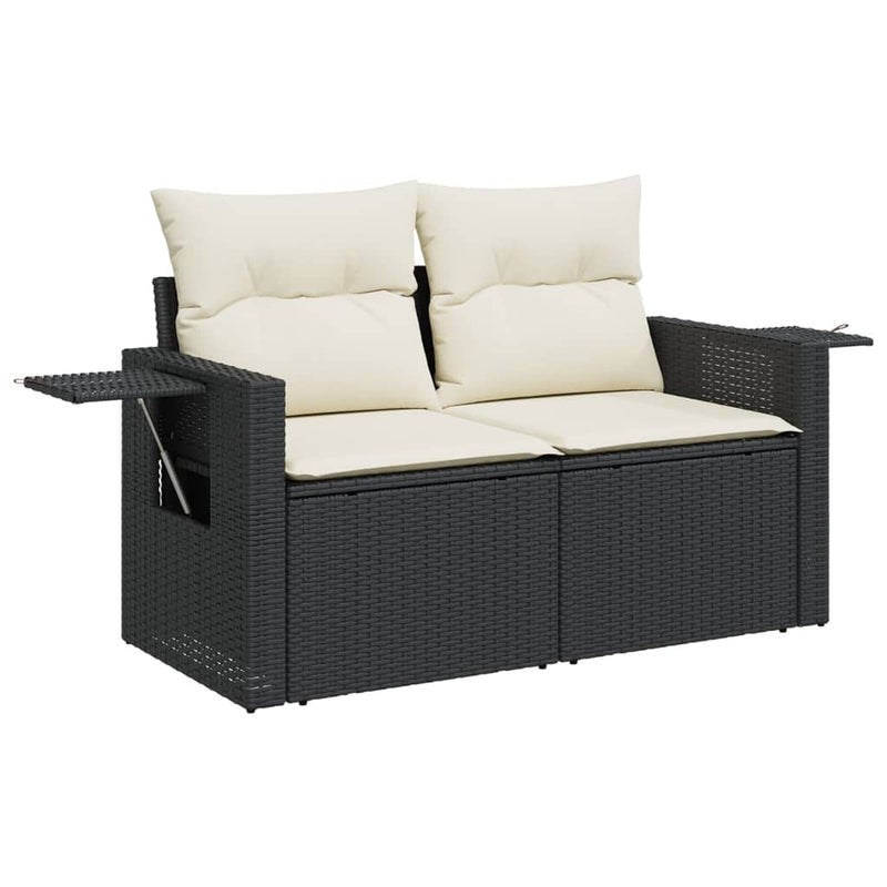 7 Piece Garden Sofa Set with Cushions Black Poly Rattan Payday Deals