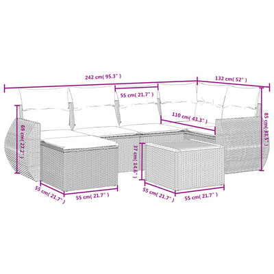 7 Piece Garden Sofa Set with Cushions Black Poly Rattan Payday Deals