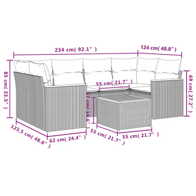 7 Piece Garden Sofa Set with Cushions Black Poly Rattan Payday Deals