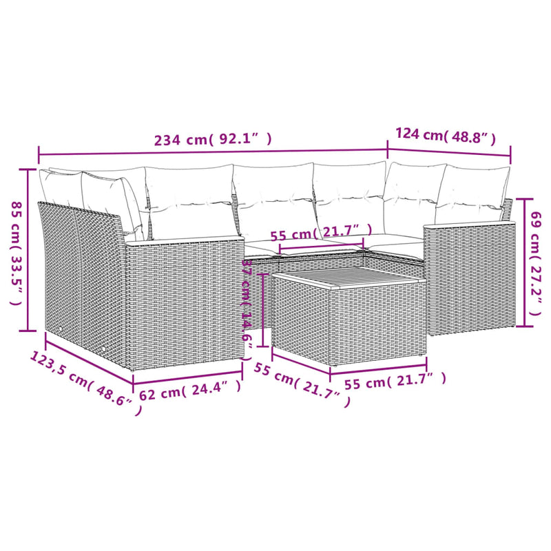 7 Piece Garden Sofa Set with Cushions Black Poly Rattan Payday Deals